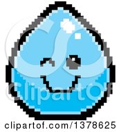 Poster, Art Print Of Winking Water Drop Character In 8 Bit Style
