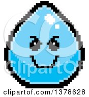 Poster, Art Print Of Grinning Evil Water Drop Character In 8 Bit Style