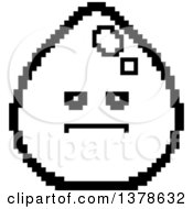 Poster, Art Print Of Black And White Serious Water Drop Character In 8 Bit Style