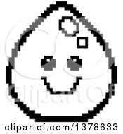 Clipart Of A Black And White Happy Water Drop Character In 8 Bit Style Royalty Free Vector Illustration