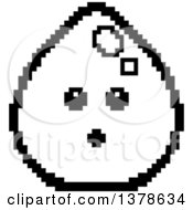 Poster, Art Print Of Black And White Surprised Water Drop Character In 8 Bit Style