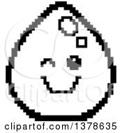 Poster, Art Print Of Black And White Winking Water Drop Character In 8 Bit Style