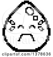 Poster, Art Print Of Black And White Crying Water Drop Character In 8 Bit Style