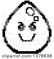 Poster, Art Print Of Black And White Grinning Evil Water Drop Character In 8 Bit Style