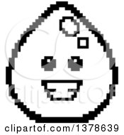 Poster, Art Print Of Black And White Happy Water Drop Character In 8 Bit Style