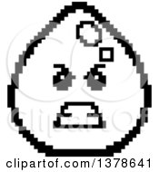 Clipart Of A Black And White Mad Water Drop Character In 8 Bit Style Royalty Free Vector Illustration