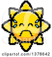 Poster, Art Print Of Crying Sun Character In 8 Bit Style