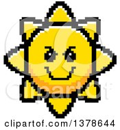 Poster, Art Print Of Grinning Evil Sun Character In 8 Bit Style
