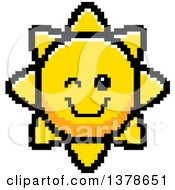 Poster, Art Print Of Winking Sun Character In 8 Bit Style