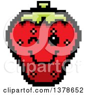 Poster, Art Print Of Winking Strawberry Character In 8 Bit Style