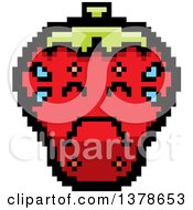 Poster, Art Print Of Crying Strawberry Character In 8 Bit Style