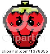 Clipart Of A Grinning Evil Strawberry Character In 8 Bit Style Royalty Free Vector Illustration
