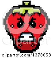Poster, Art Print Of Mad Strawberry Character In 8 Bit Style