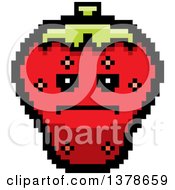 Poster, Art Print Of Serious Strawberry Character In 8 Bit Style