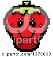Poster, Art Print Of Happy Strawberry Character In 8 Bit Style