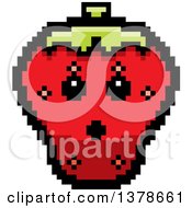 Poster, Art Print Of Surprised Strawberry Character In 8 Bit Style