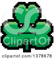 Clipart Of A Serious Clover Shamrock Character In 8 Bit Style Royalty Free Vector Illustration