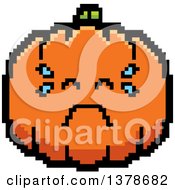 Poster, Art Print Of Crying Pumpkin Character In 8 Bit Style