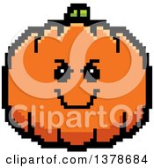 Poster, Art Print Of Grinning Evil Pumpkin Character In 8 Bit Style