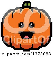 Clipart Of A Happy Pumpkin Character In 8 Bit Style Royalty Free Vector Illustration