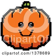 Clipart Of A Happy Pumpkin Character In 8 Bit Style Royalty Free Vector Illustration