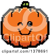 Clipart Of A Winking Pumpkin Character In 8 Bit Style Royalty Free Vector Illustration