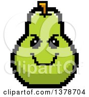 Poster, Art Print Of Grinning Evil Pear Character In 8 Bit Style