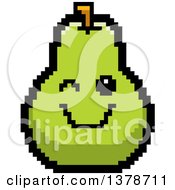 Poster, Art Print Of Winking Pear Character In 8 Bit Style