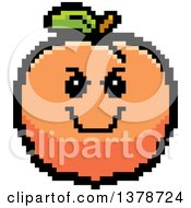 Clipart Of A Grinning Evil Peach Character In 8 Bit Style Royalty Free Vector Illustration by Cory Thoman