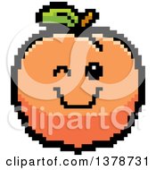 Clipart Of A Winking Peach Character In 8 Bit Style Royalty Free Vector Illustration