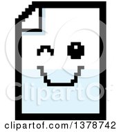 Poster, Art Print Of Winking Note Document Character In 8 Bit Style