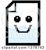 Poster, Art Print Of Happy Note Document Character In 8 Bit Style