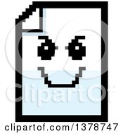 Poster, Art Print Of Grinning Evil Note Document Character In 8 Bit Style