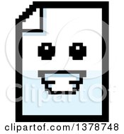 Clipart Of A Happy Note Document Character In 8 Bit Style Royalty Free Vector Illustration