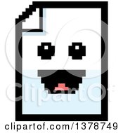 Poster, Art Print Of Happy Note Document Character In 8 Bit Style