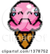 Clipart Of A Crying Waffle Ice Cream Cone Character In 8 Bit Style Royalty Free Vector Illustration by Cory Thoman