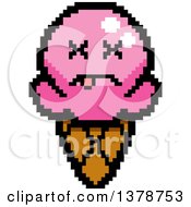 Poster, Art Print Of Dead Waffle Ice Cream Cone Character In 8 Bit Style