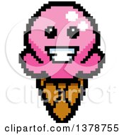 Clipart Of A Happy Waffle Ice Cream Cone Character In 8 Bit Style Royalty Free Vector Illustration by Cory Thoman