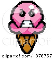 Clipart Of A Mad Waffle Ice Cream Cone Character In 8 Bit Style Royalty Free Vector Illustration