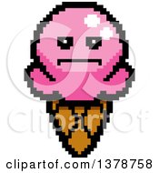 Poster, Art Print Of Serious Waffle Ice Cream Cone Character In 8 Bit Style
