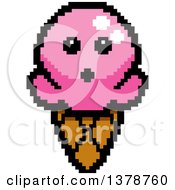 Poster, Art Print Of Surprised Waffle Ice Cream Cone Character In 8 Bit Style