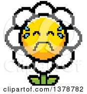 Poster, Art Print Of Crying Daisy Flower Character In 8 Bit Style