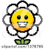 Clipart Of A Happy Daisy Flower Character In 8 Bit Style Royalty Free Vector Illustration