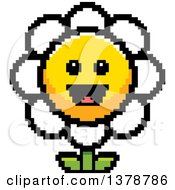 Clipart Of A Happy Daisy Flower Character In 8 Bit Style Royalty Free Vector Illustration