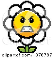 Poster, Art Print Of Mad Daisy Flower Character In 8 Bit Style