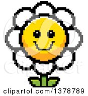 Poster, Art Print Of Happy Daisy Flower Character In 8 Bit Style