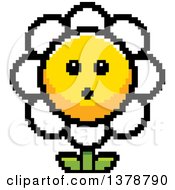 Poster, Art Print Of Surprised Daisy Flower Character In 8 Bit Style