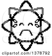 Poster, Art Print Of Black And White Crying Sun Character In 8 Bit Style