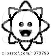 Clipart Of A Black And White Happy Sun Character In 8 Bit Style Royalty Free Vector Illustration
