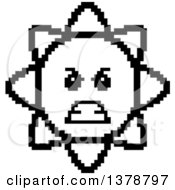 Poster, Art Print Of Black And White Mad Sun Character In 8 Bit Style